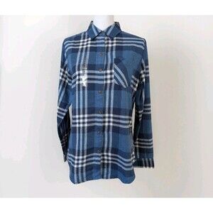 Field & Stream Flannel Shirt Women’s M Blue Plaid Pocket Casual Winter